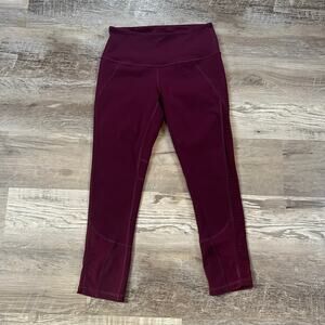 Victoria Sport Burgundy High Rise Mesh Panel Cropped Leggings XS